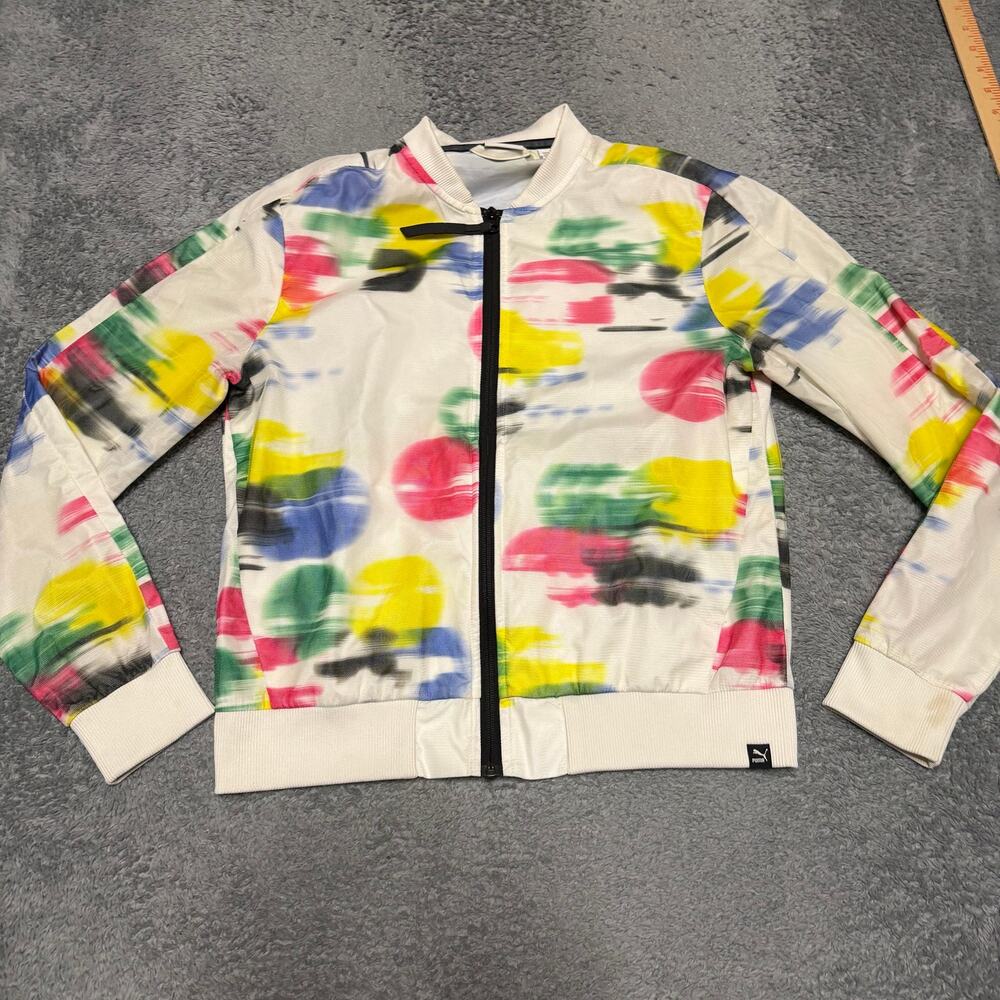 PUMA Kylie Jenner White Colorful Sugar Print LS Zip Sweater Track Jacket Medium